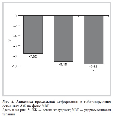 Динамика продольной деформации в гибернирующих сегментах ЛЖ на фоне УВТ