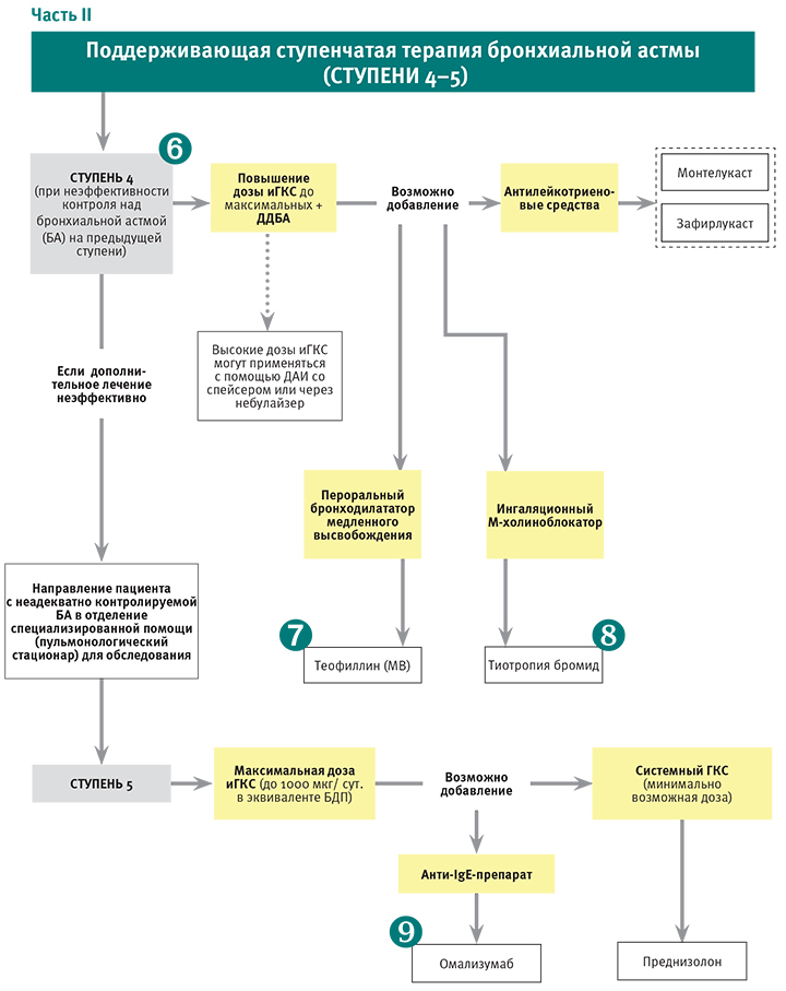 Схема при бронхиальной астме лечения